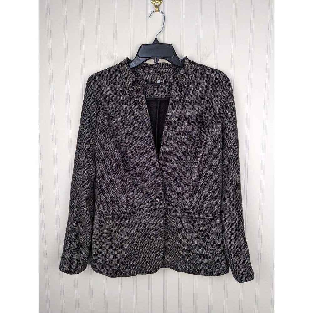 Banana Republic Black‎ and White Herringbone Machine Washable Blazer Size Small